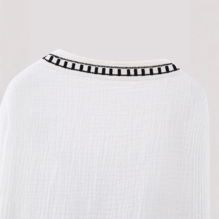 Women’s Sleeveless Embroidered Cotton Vest in Ethno-Boho Style Amarae
