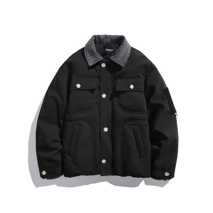 Unisex Padded Overshirt Jacket in Boxy Cut with Cord Collar and Flap Pockets Amarae