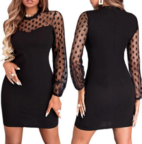 Amarae polka dot sheer sleeve mini dress
