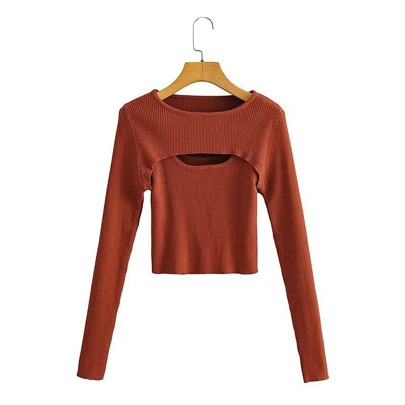 Crop Top à Manches Longues pour Femme avec Design Découpé Sophistiqué Chic & Stil