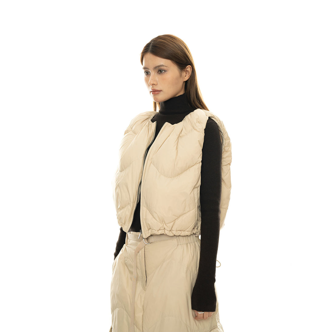 Women's cropped quilted vest with drawstring and zipper Amarae