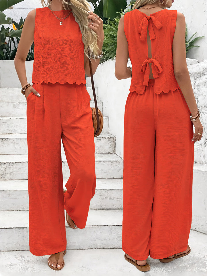 Women's jumpsuit with elegant back neckline and wide leg Lune London
