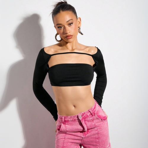 Chic & Stil asymmetrical cut long sleeve top for women