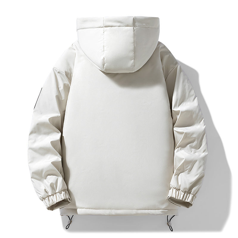 Men's Oversize Utility Hoodie Jacket with Adjustable Hem, Concealed Zipper, and Multifunctional Pockets Amarae