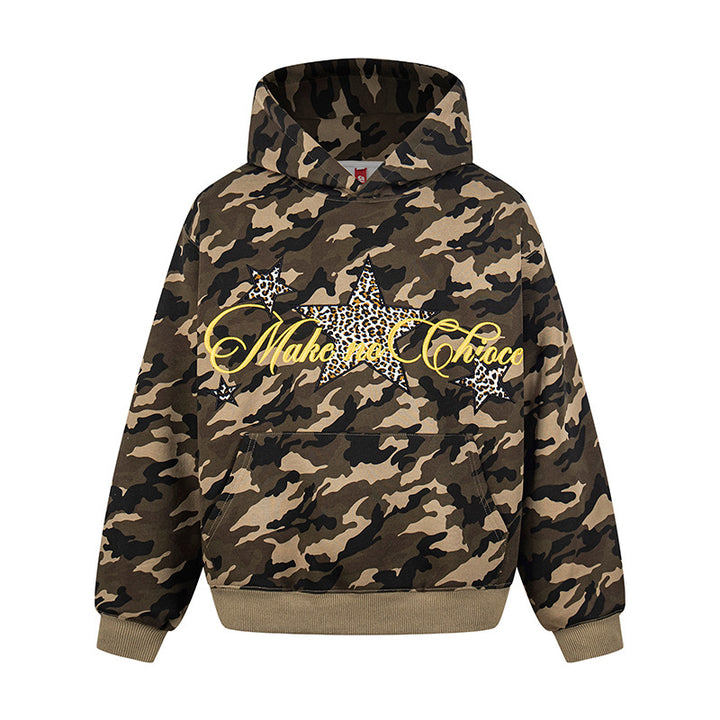 Women's Oversized Hoodie with Kangaroo Pocket and Leo-Star Print Amarae
