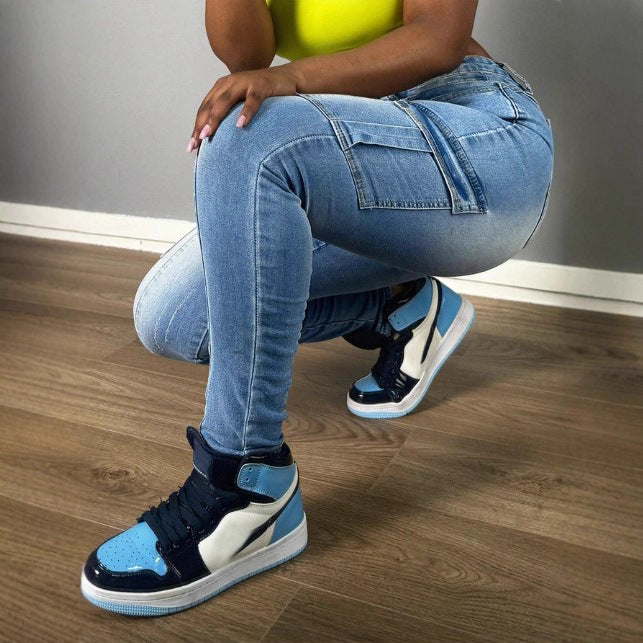 Women's High-waisted stretchy Cargo Skinny Jeans with drawstring waistband Amarae