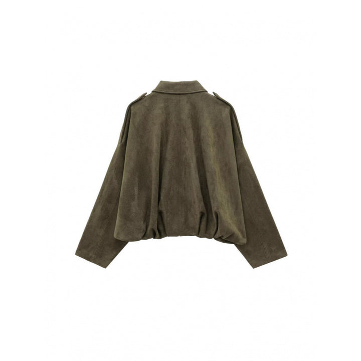 Trendy oversized jacket for women with hidden belt and chic shoulder details