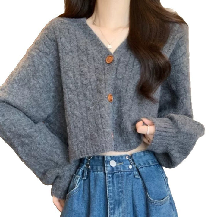 Cardigan court pour femmes avec des manches larges et détail de bouton Chic & Stil