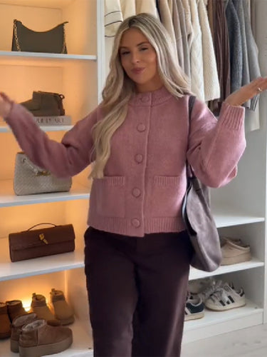 Oversized knit jacket for women with button details Amarae