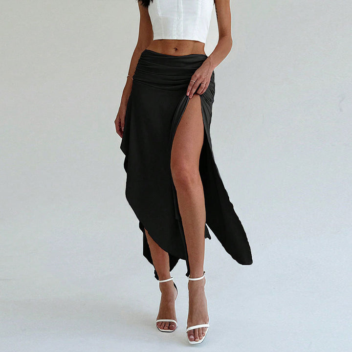 Jupe maxi asymétrique pour femmes avec un élégant froncé Chic & Stil