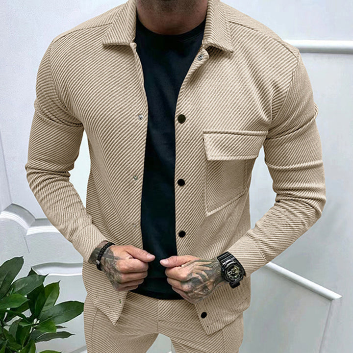 Men's elegant casual top with textured design and practical chest pocket Amarae