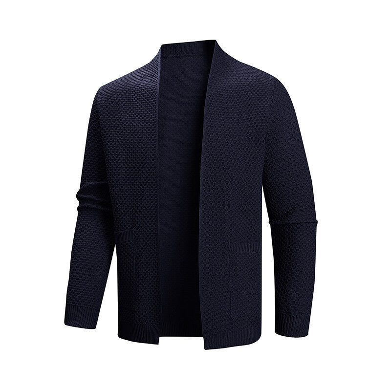 Knitted jacket for men with textured design and practical pockets Lune London
