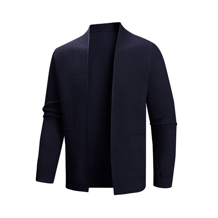 Knitted jacket for men with textured design and practical pockets Lune London
