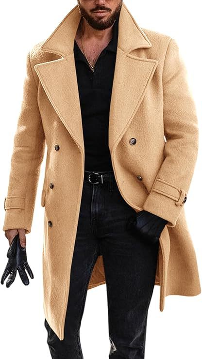 Elegant long coat for men with double-breasted Lune London