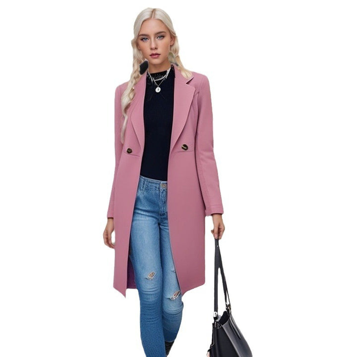 Ladies classic long coat with double buttons Amarae