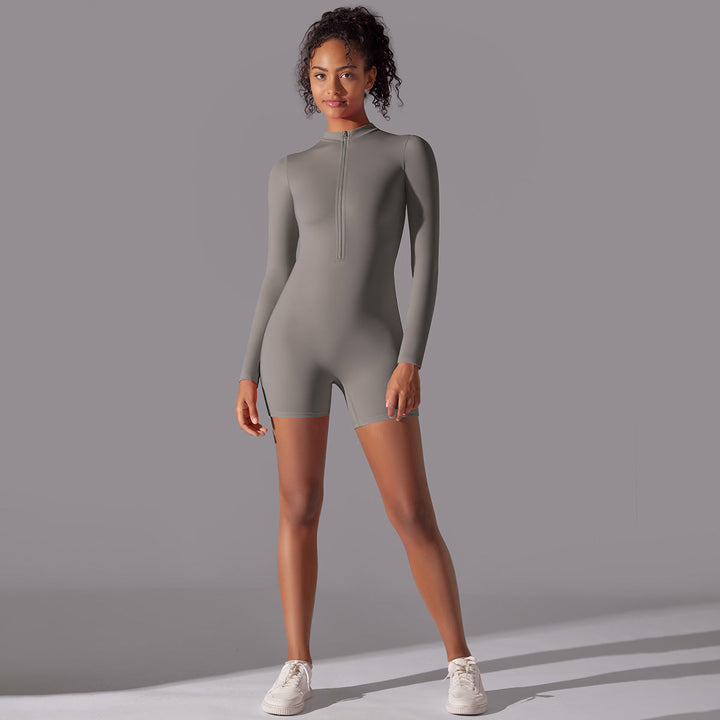 Women's Ribbed Beach Suit with Round Neckline and Zipper Lune London