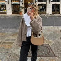 Ladies short-cut boxy blouson jacket made of wool blend with oversized shirt collar Amarae