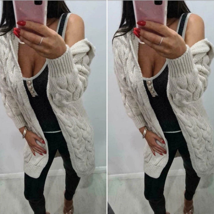 Long cable knit coat for women Lune London