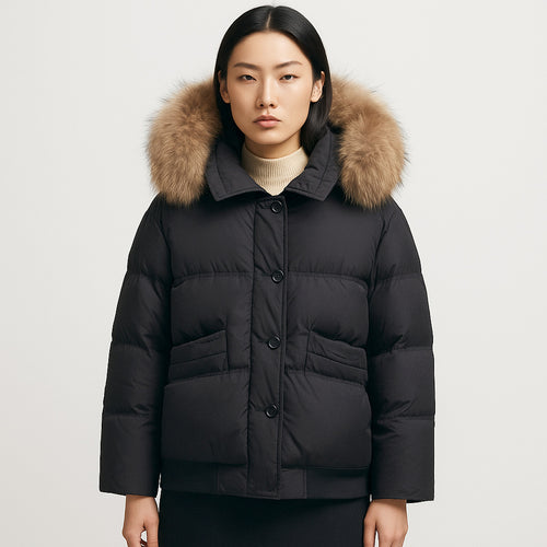 Ladies warm winter coat with removable fur collar Amarae