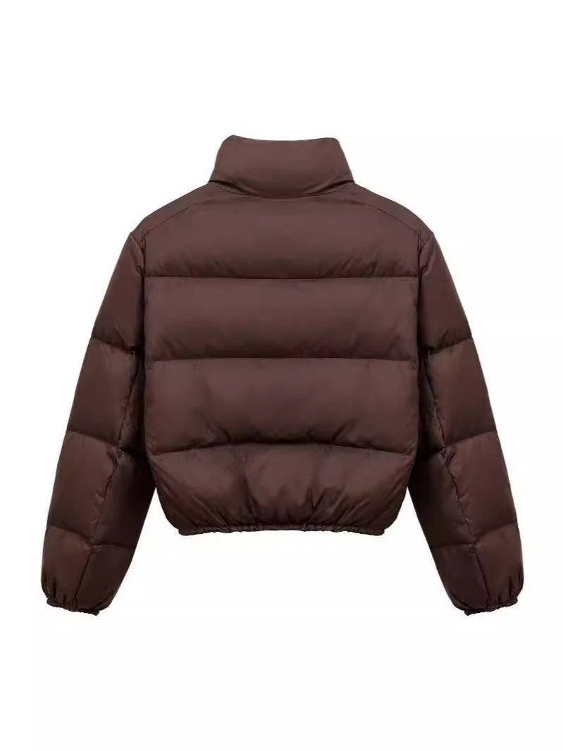 Elegant women's short down jacket with high collar and practical pockets Lune London