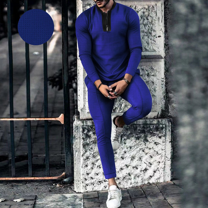Men's Two-Piece Tracksuit with High Collar and Zipper Lune London
