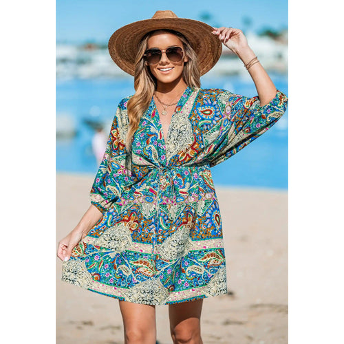 Women’s beach dress with a draped look and a trendy pattern Amarae