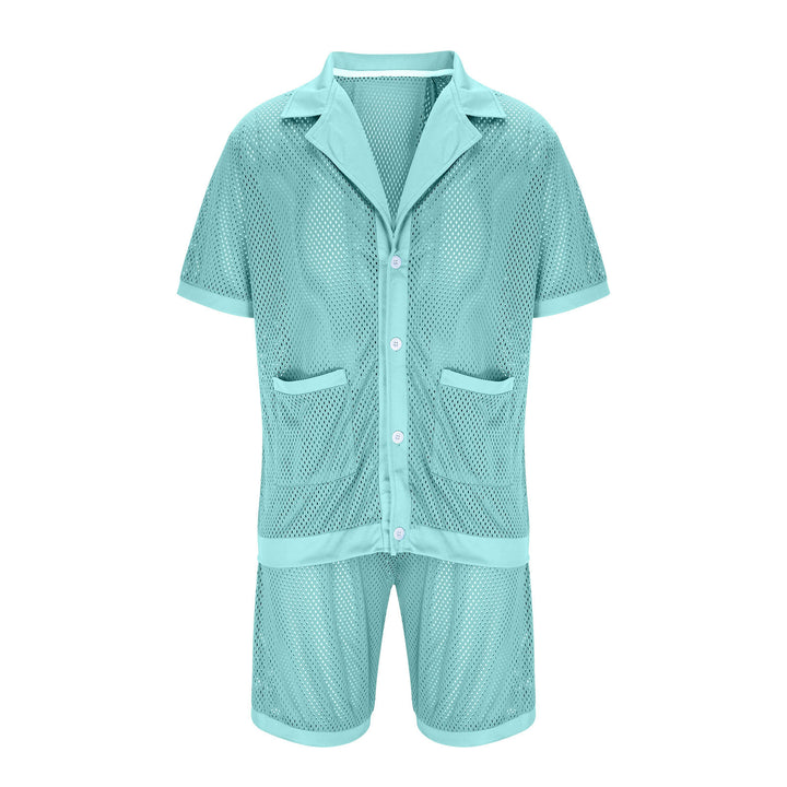 Ladies Lightweight Mesh Pajama Set with Practical Pockets and Button Placket Lune London