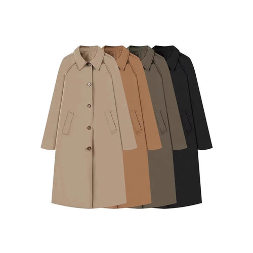 Transitional jacket for women with elegant high collar and practical button details Amarae