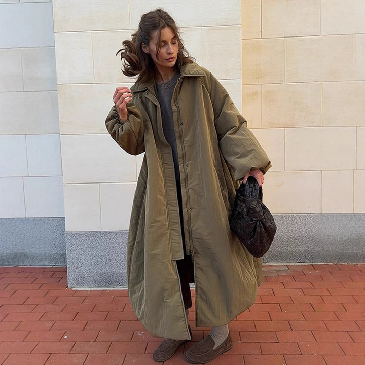 Women's Oversized Padded Coat with Balloon Hem and Raglan Sleeves Amarae