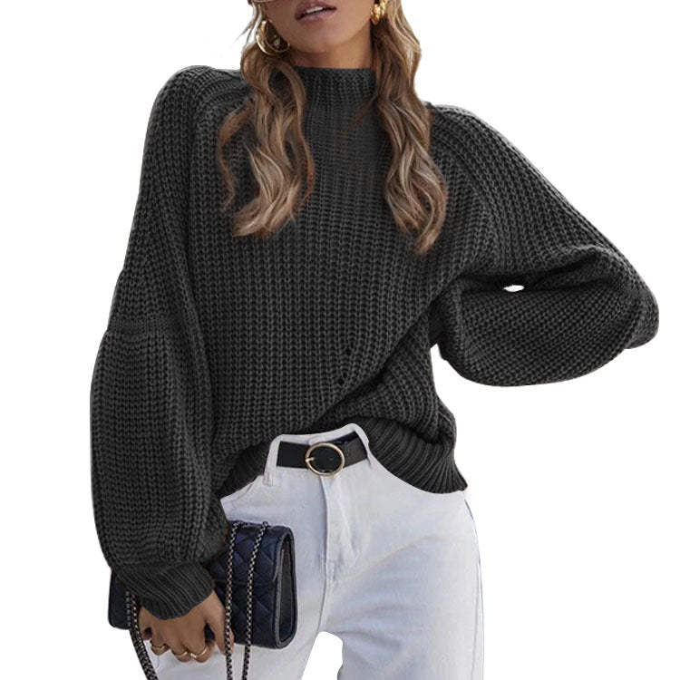Knitted sweater for women with a loose fit and modern puff sleeves Lune London