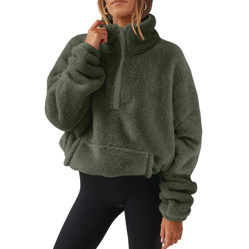 Women's comfortable sweater with high collar and zipper Lune London