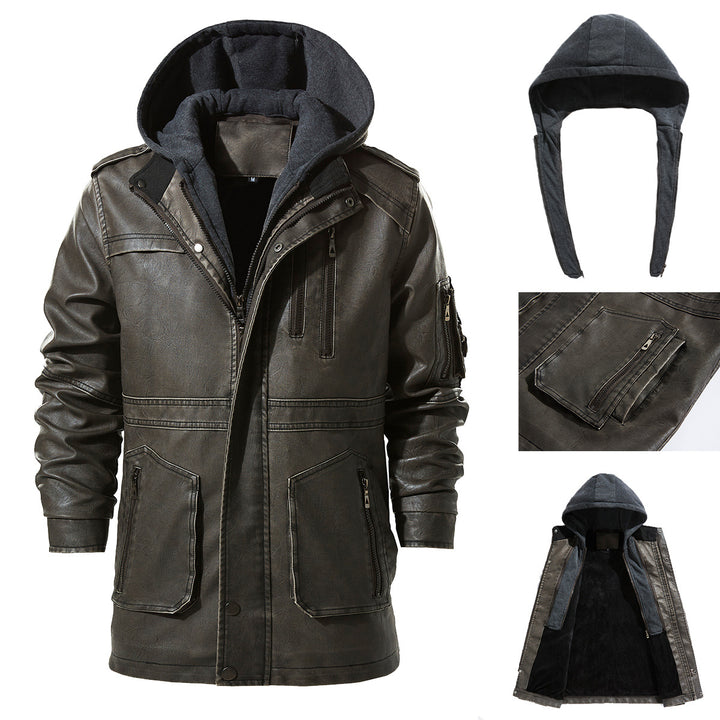 Men's faux leather jacket with hidden hood Lune London