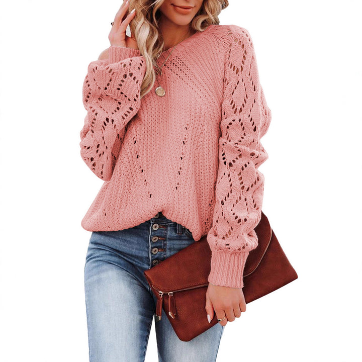 Knit sweater for women with openwork pattern and voluminous sleeves Lune London