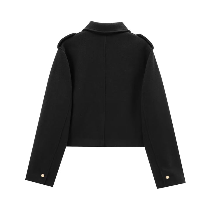 Ladies modern cropped jacket with gold snap buttons Lune London