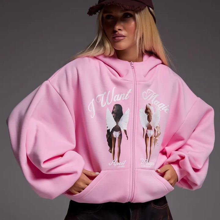 Oversized hoodie for women with creative print and relaxed fit Amarae