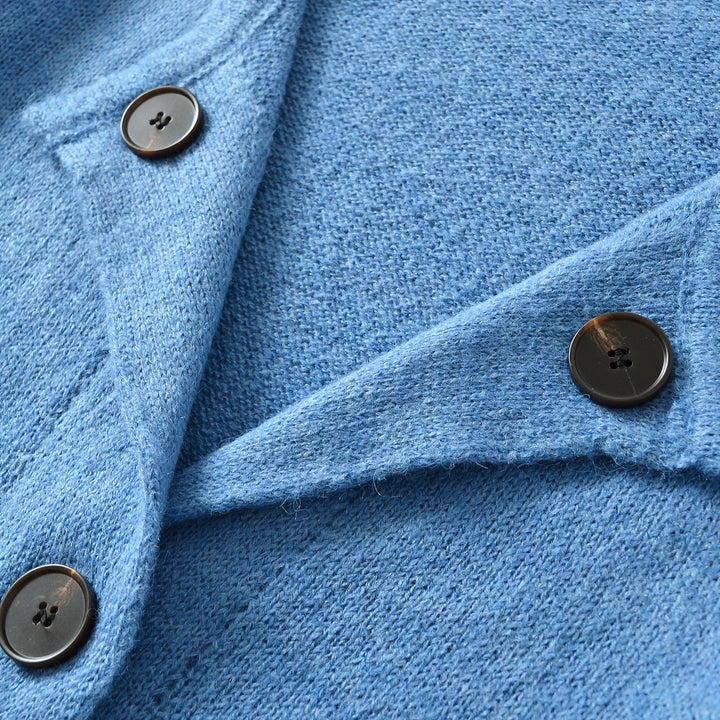 Women's Cropped Tailored Cardigan with Shawl Collar and Large Decorative Buttons Amarae