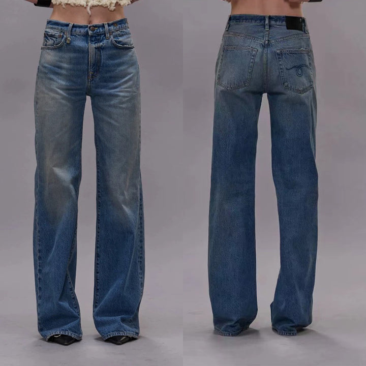 Denim jeans for women, wide fit, vintage style, high waist and stylish wash Lune London