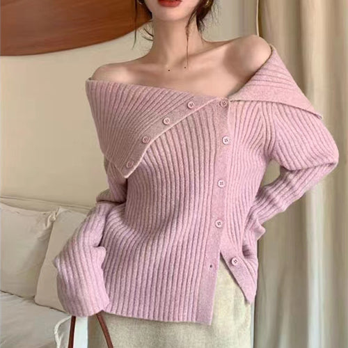 Cardigan pour femmes avec col élégant et détails de boutons Chic & Stil