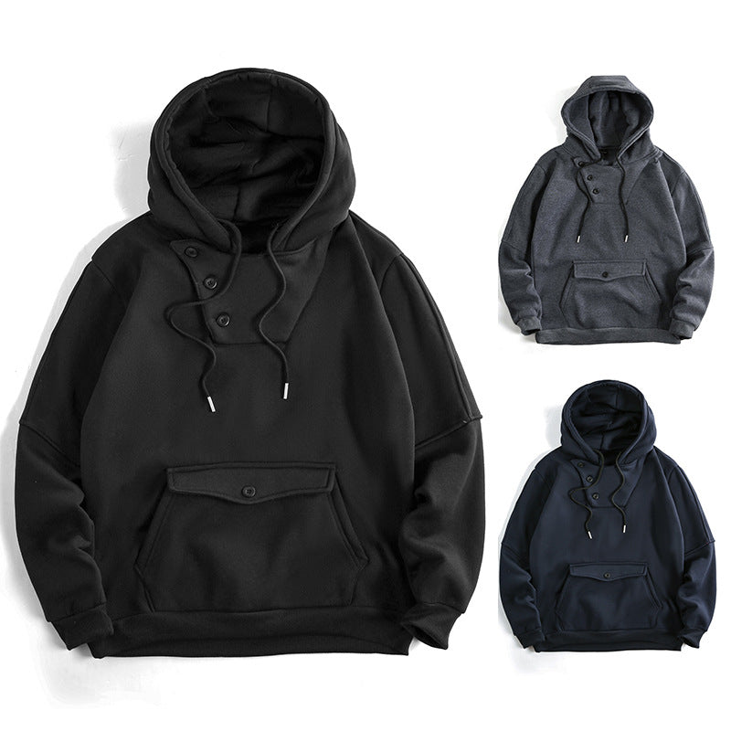Men's casual hoodie with button details and practical pockets Lune London