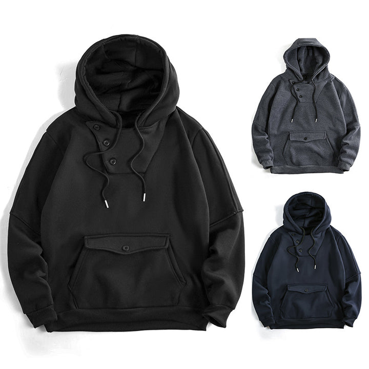 Men's casual hoodie with button details and practical pockets Lune London