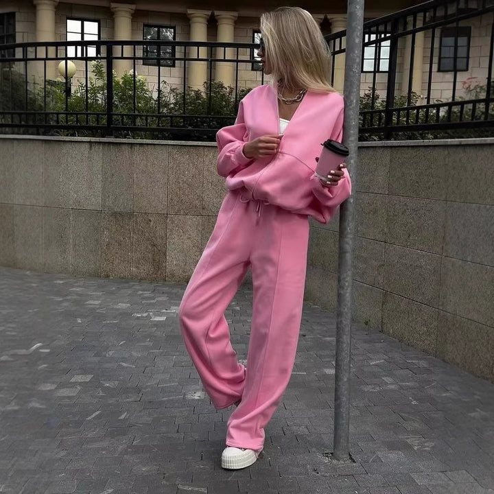 Lune London oversized cropped sweatshirt set for women and wide jogger pants