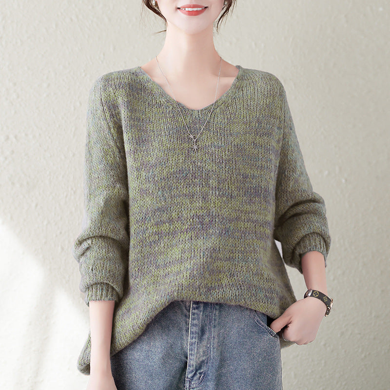 Pull en tricot confortable pour femmes avec col en V et coupe décontractée Chic & Stil