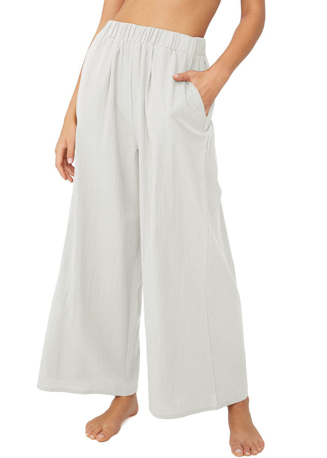 Summer pants for women, loose-fitting, with elastic waist and practical side pockets Lune London