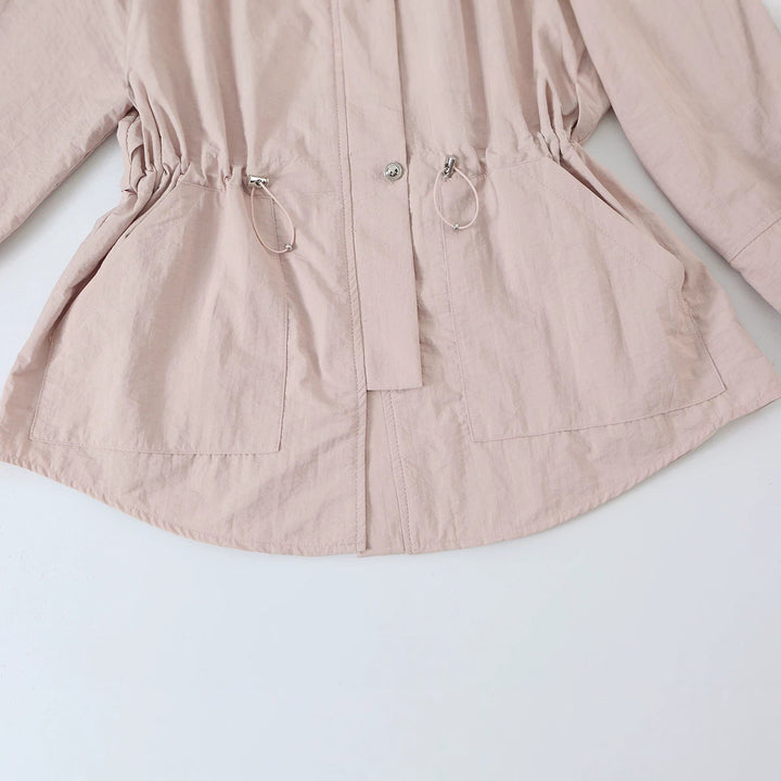 Women's Light Tailored Transitional Jacket with Drawstring, Stand Collar and Balloon Sleeves Amarae