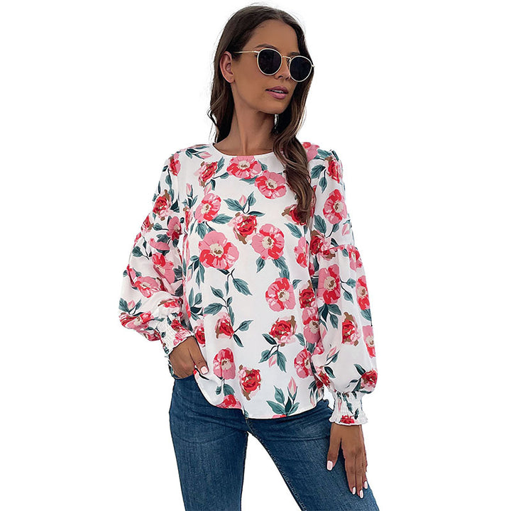 Women's blouse with floral pattern and elegant balloon sleeves Lune London