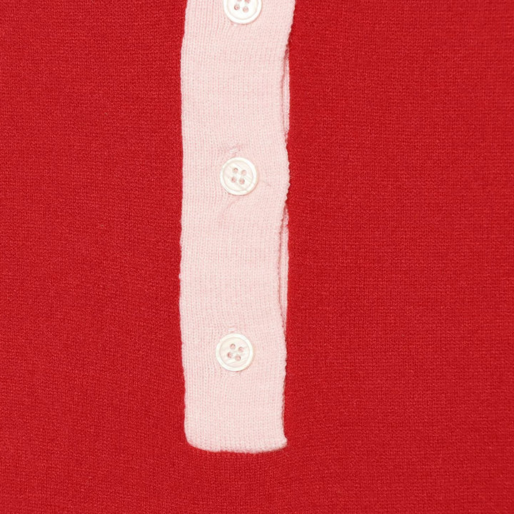 Women’s fine knit polo shirt with contrast collar and concealed button placket Amarae