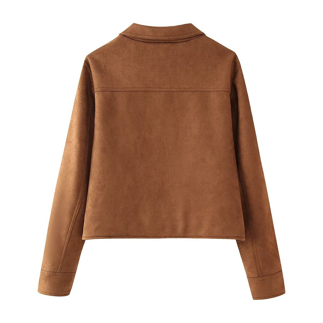Trendy short vintage cut women's jacket made of high-quality suede material Lune London