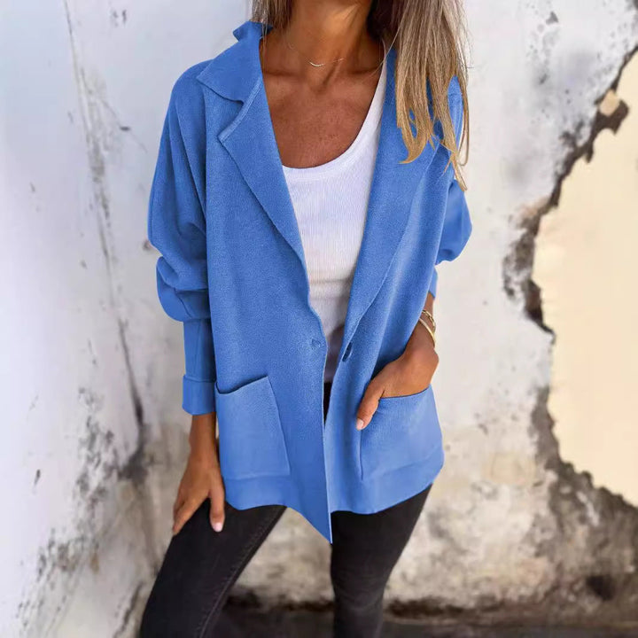 Women Casual Oversized Blazer with Practical Pockets and Button Closure Lune London