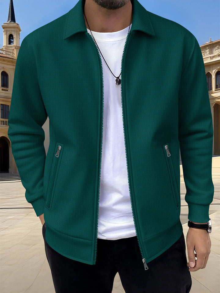 Fashionable casual men's leisure jacket with relaxed fit and practical zippered pockets Lune London