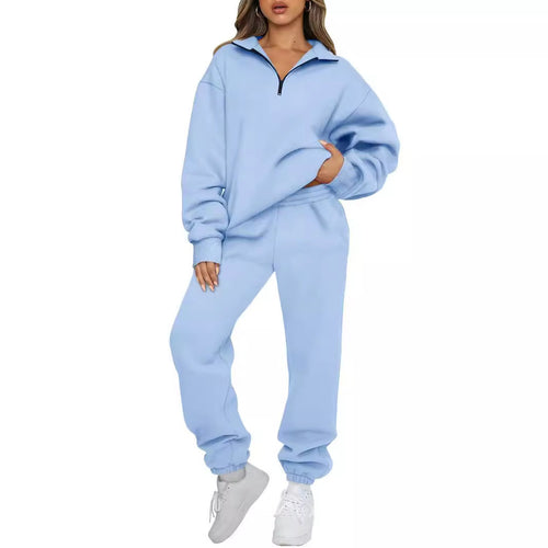 Amarae women's sporty zip sweater and jogger pants set